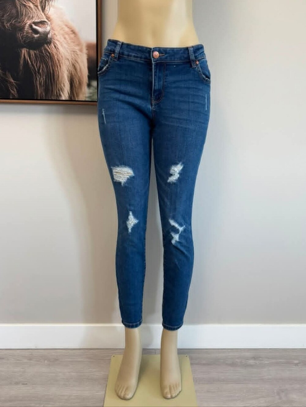 Ardene Dark Blue Distressed Regular Rise Jeggings